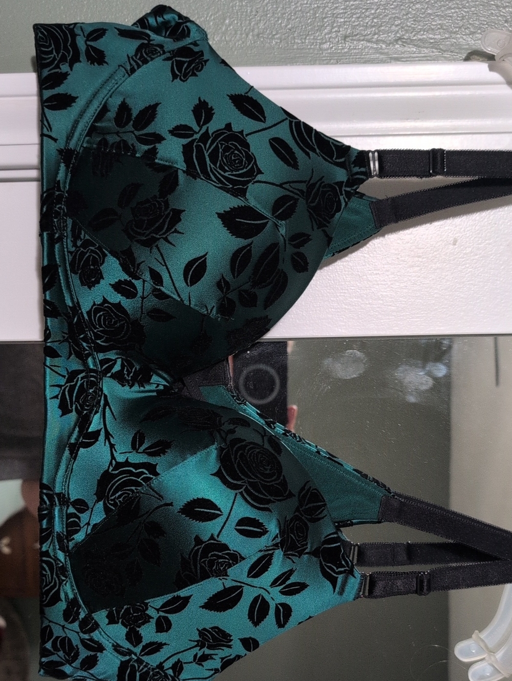 torrid Teal and Black Velvet Floral Underwire Bra